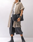 【studio b3】 SIDE SLIT BUTTON HALF SLEEVE SHIRT NB2078_SAND OLD DYE