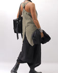 【Primordial is Primitive】 BACK CROSSED TANK TOP 413AL_MILITARY