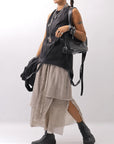 【Primordial is Primitive】 BACK CROSSED TANK TOP 413AL_BLACK
