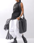 【Primordial is Primitive】 BACK CROSSED TANK TOP 413CC_BLACK