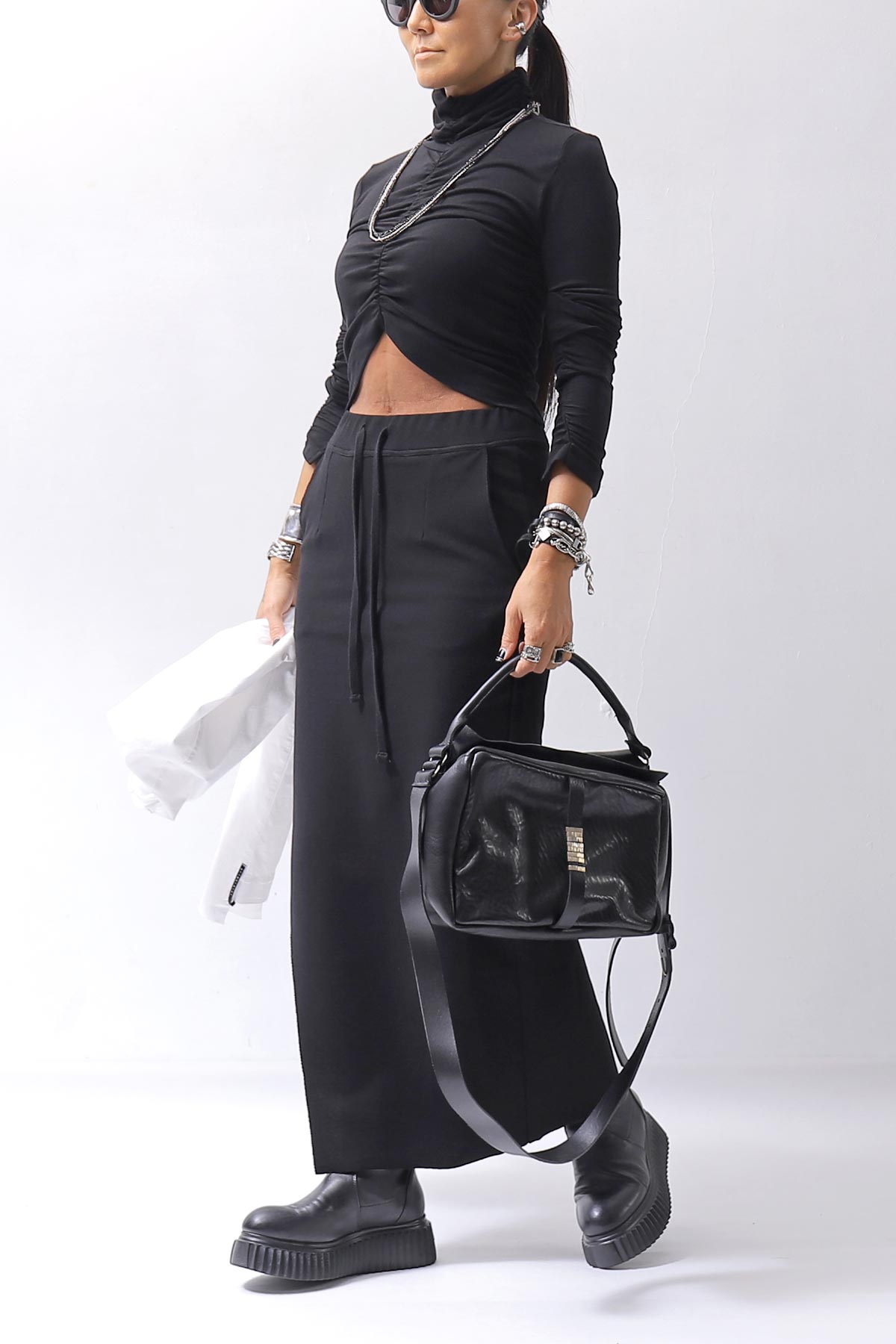 【thom/krom】 RIB COTTON SLIM FIT SKIRT WSK95_BLACK