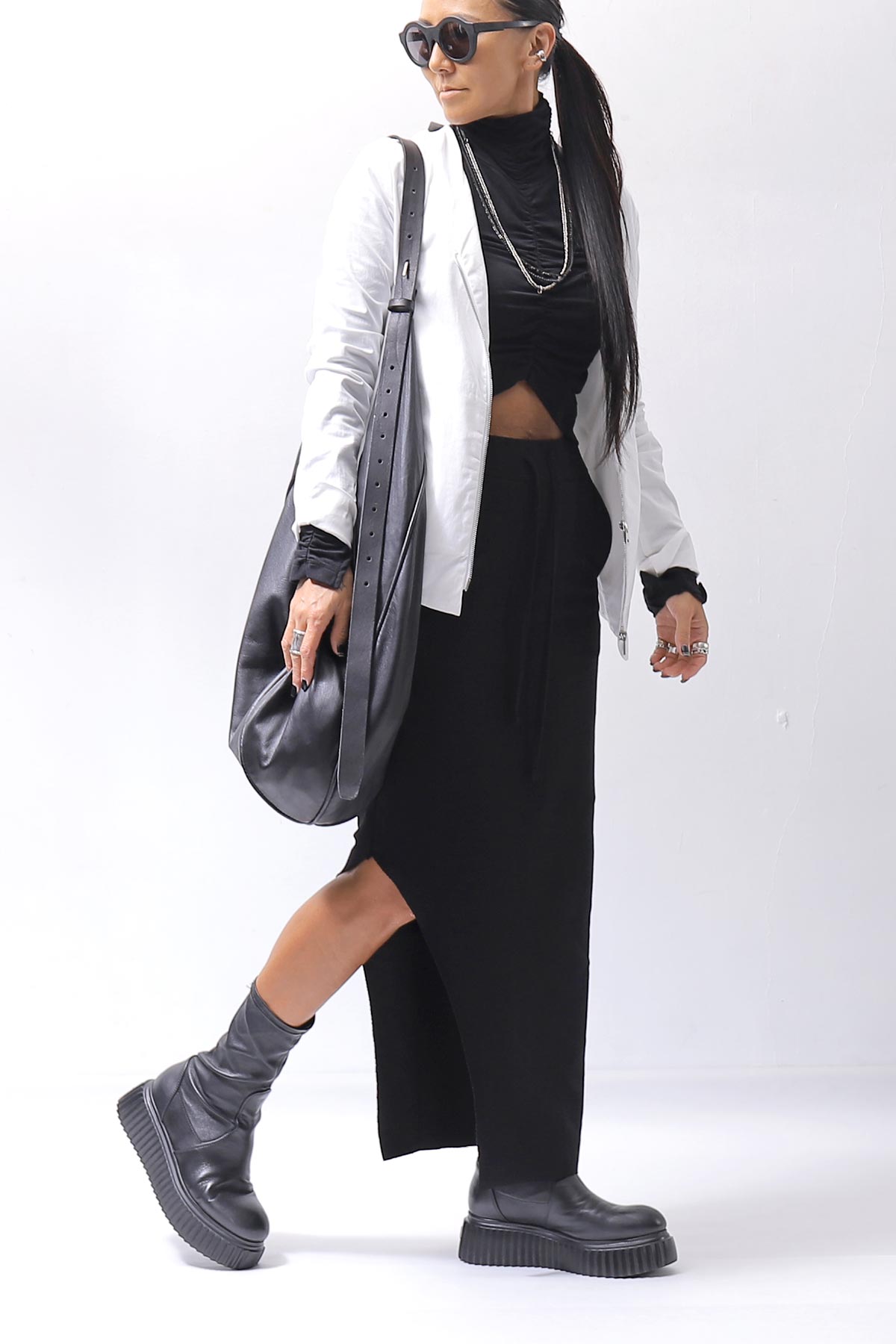 【thom/krom】 RIB COTTON SLIM FIT SKIRT WSK95_BLACK