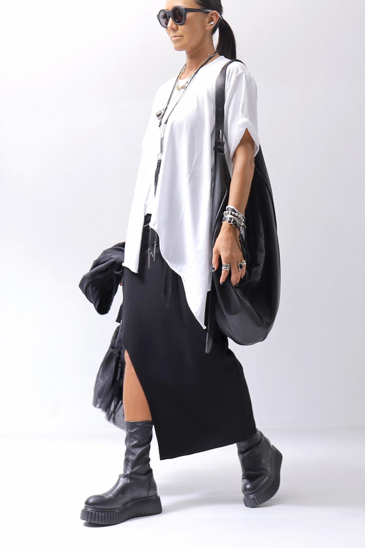 【thom/krom】 RIB COTTON SLIM FIT SKIRT WSK95_BLACK