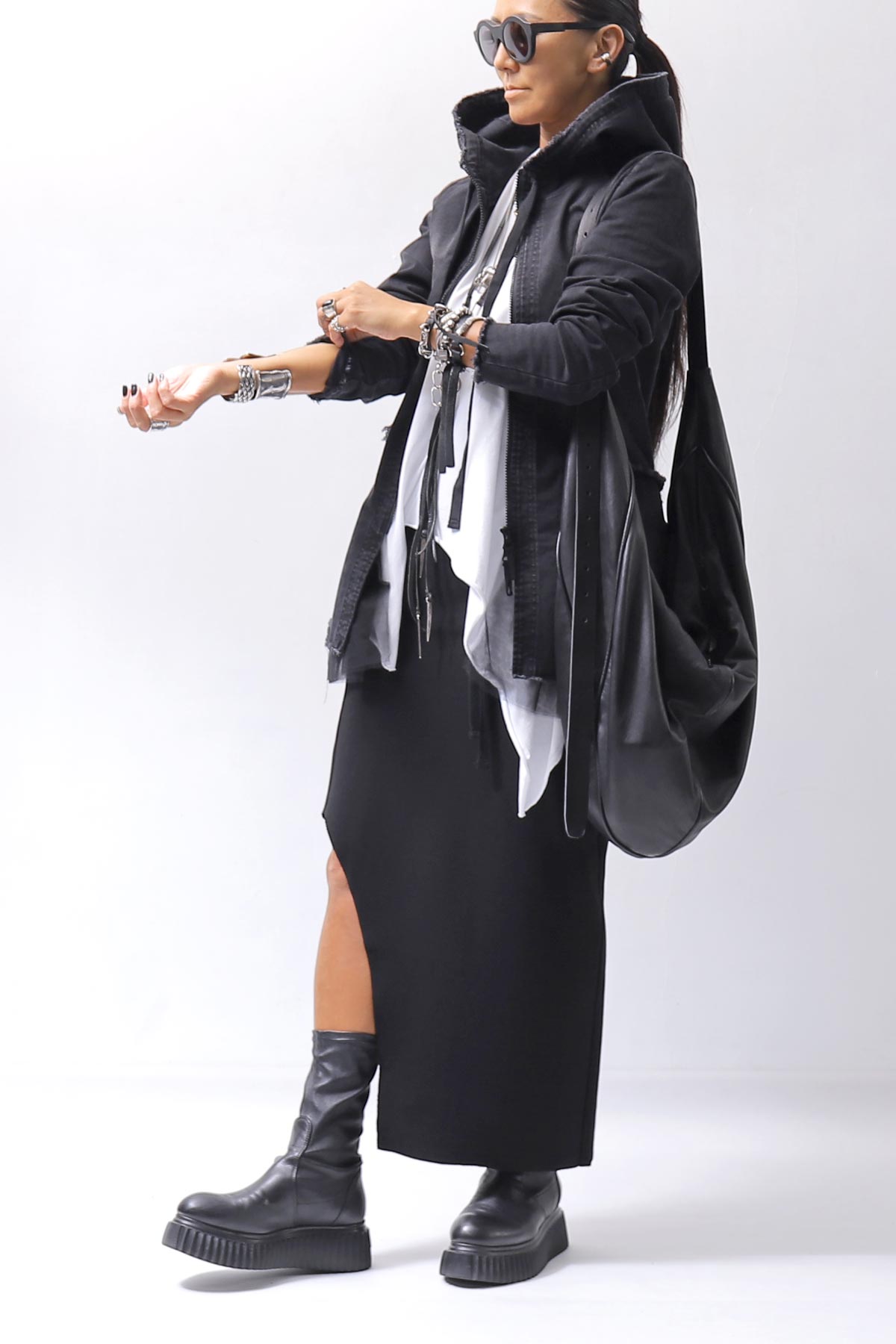 【thom/krom】 RIB COTTON SLIM FIT SKIRT WSK95_BLACK