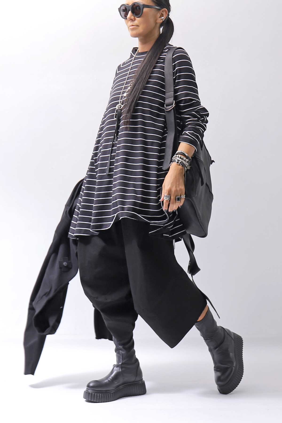 【PLÜ】 COTTON STRETCH TOP PL17T_STRIPE