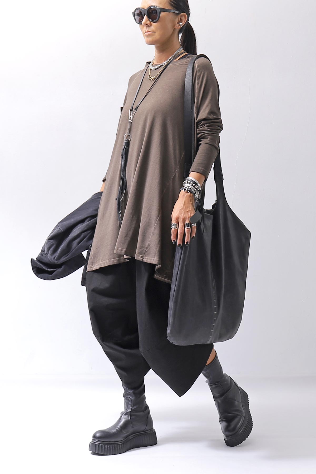 【PLÜ】 COTTON STRETCH TOP PL17T_CHOCOLATE