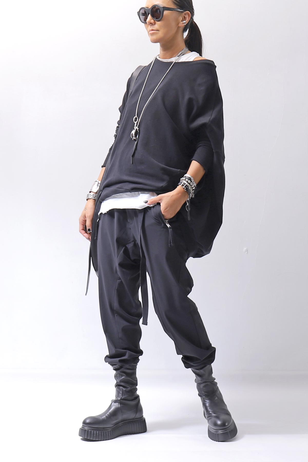 【thom/krom】 UNISEX SUPER STRETCH NYLON RIB PANTS MP29_BLACK