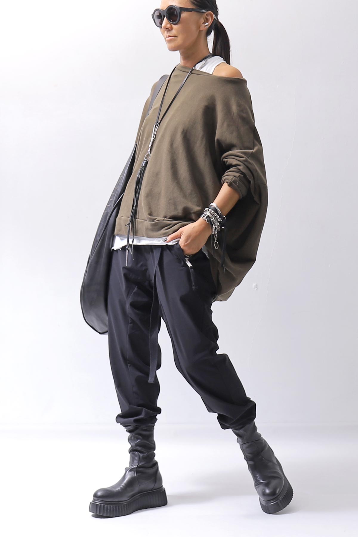 【thom/krom】 UNISEX SUPER STRETCH NYLON RIB PANTS MP29_BLACK