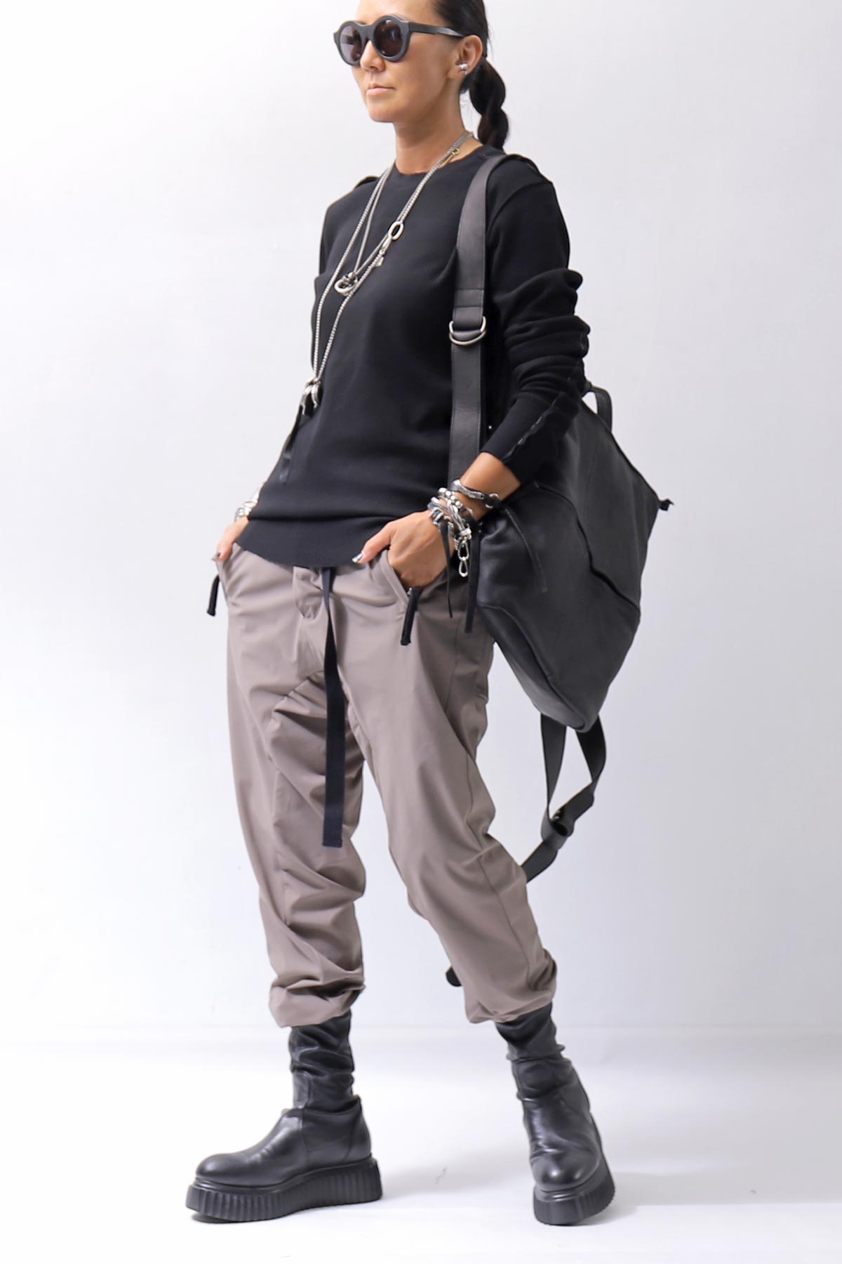 【thom/krom】 UNISEX WAFFLE COTTON LONG SLEEVE MT898_BLACK