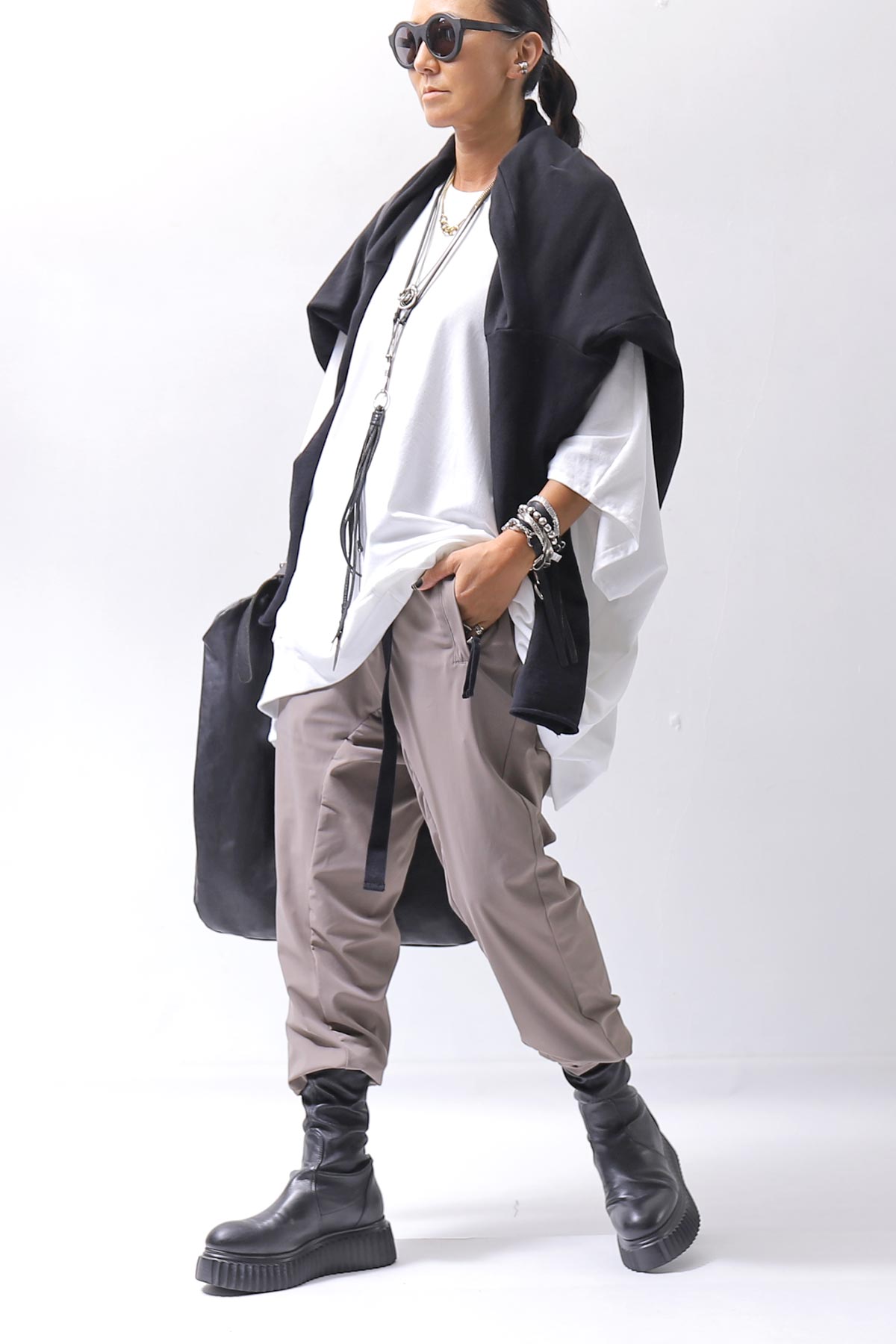 【thom/krom】 UNISEX SUPER STRETCH NYLON RIB PANTS MP29_EARTH BROWN