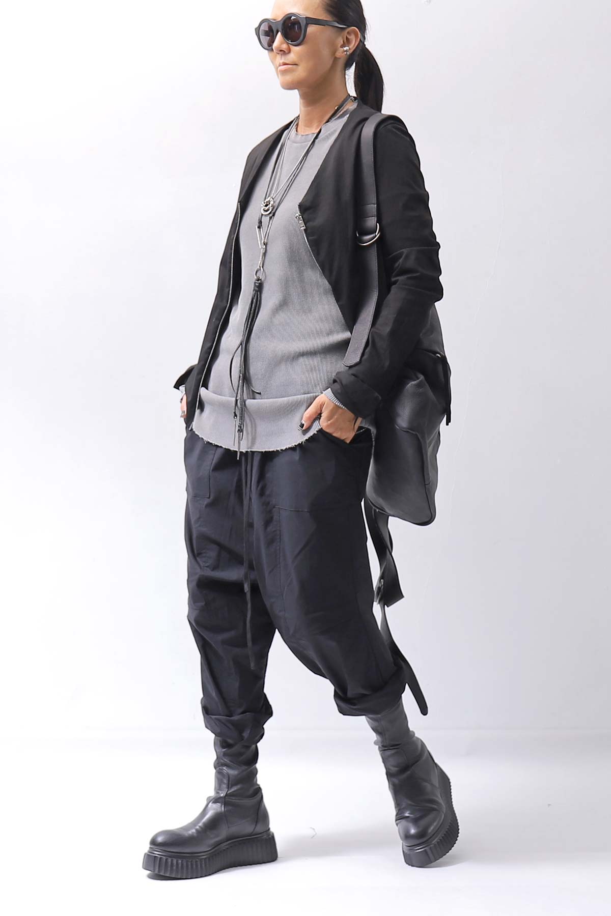 【thom/krom】 UNISEX WAFFLE COTTON LONG SLEEVE MT898_USED GREY