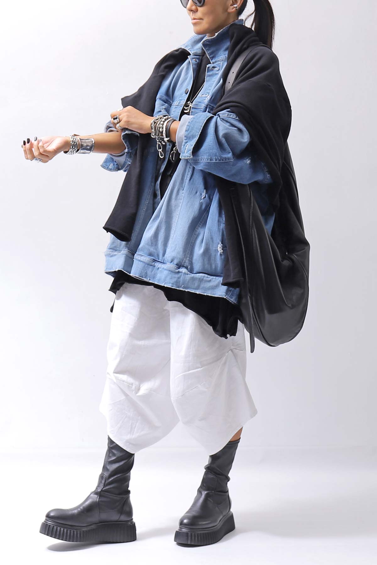 【bajra】 UNISEX OVERSIZED STRETCH DENIM JACKET 143QJ01_BLUE WASH