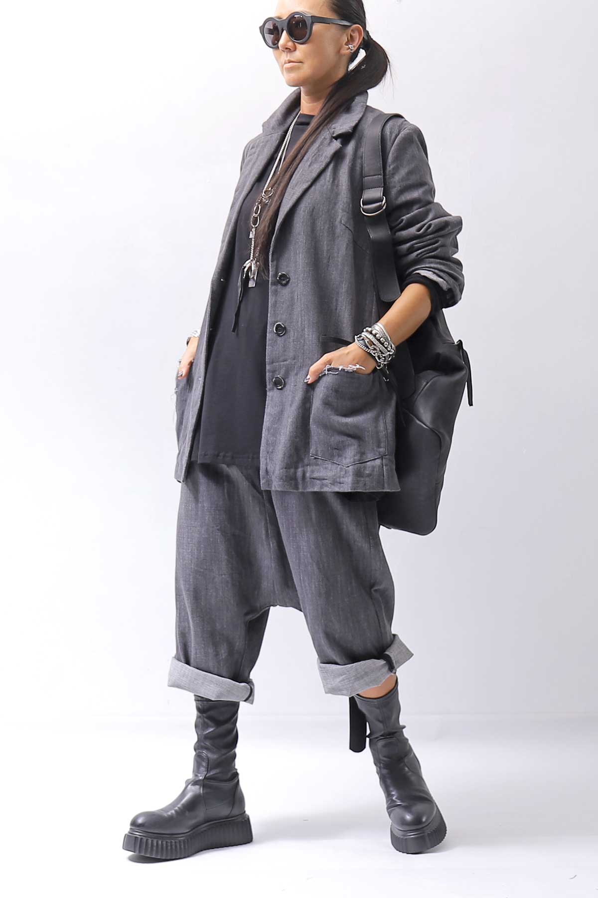 【studio b3】 UNISEX COTTON DENIM RELAX FIT JACKET RBB2018_MARENGO(GREY WASH)