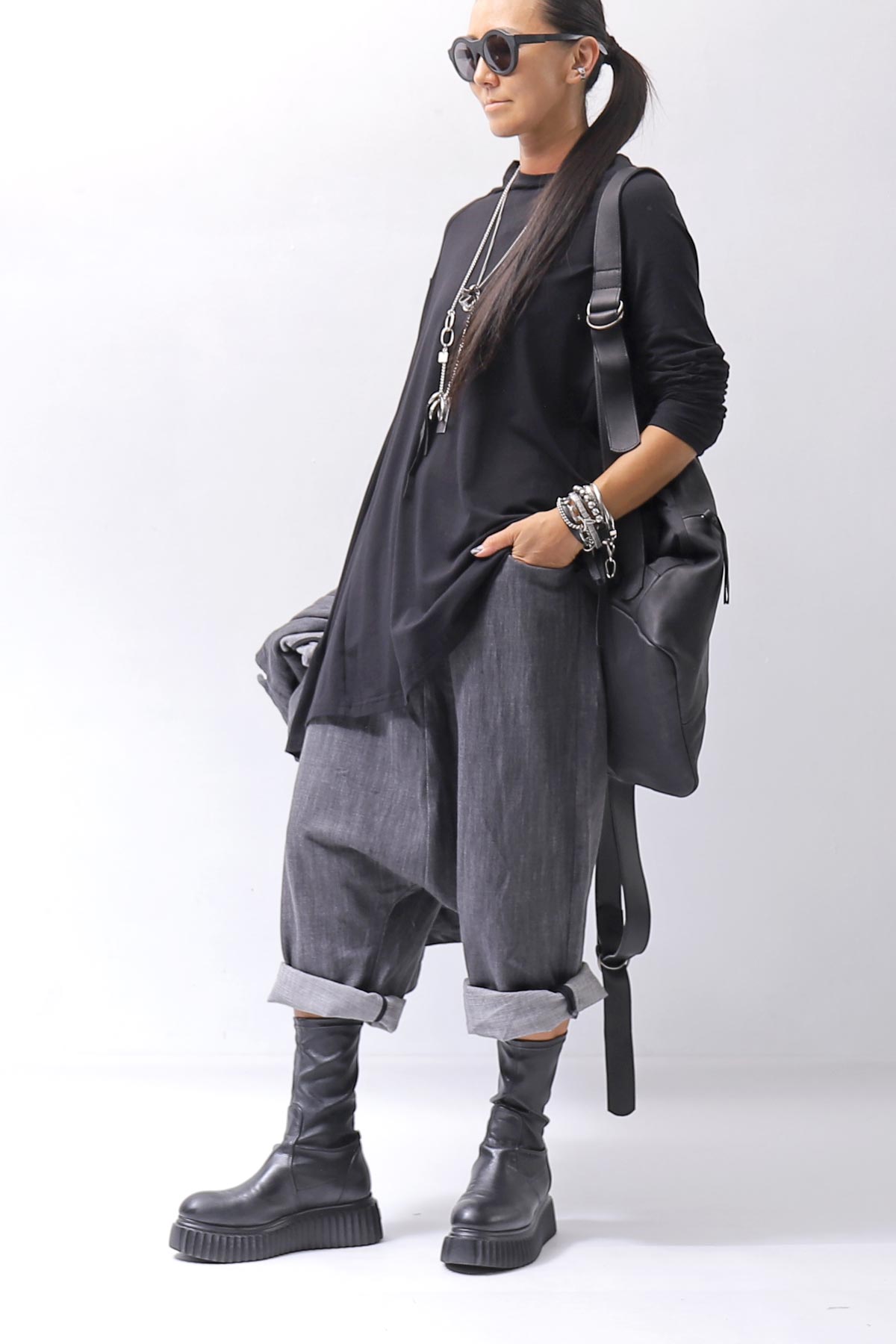 【studio b3】 UNISEX COTTON DENIM BOX SALLOUEL PANTS MPB1830_MARENGO(GREY WASH)