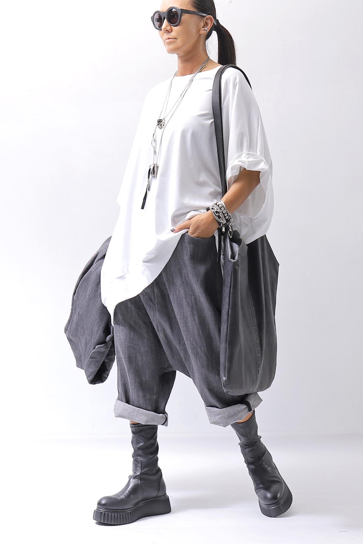 【studio b3】 UNISEX COTTON DENIM BOX SALLOUEL PANTS MPB1830_MARENGO(GREY WASH)