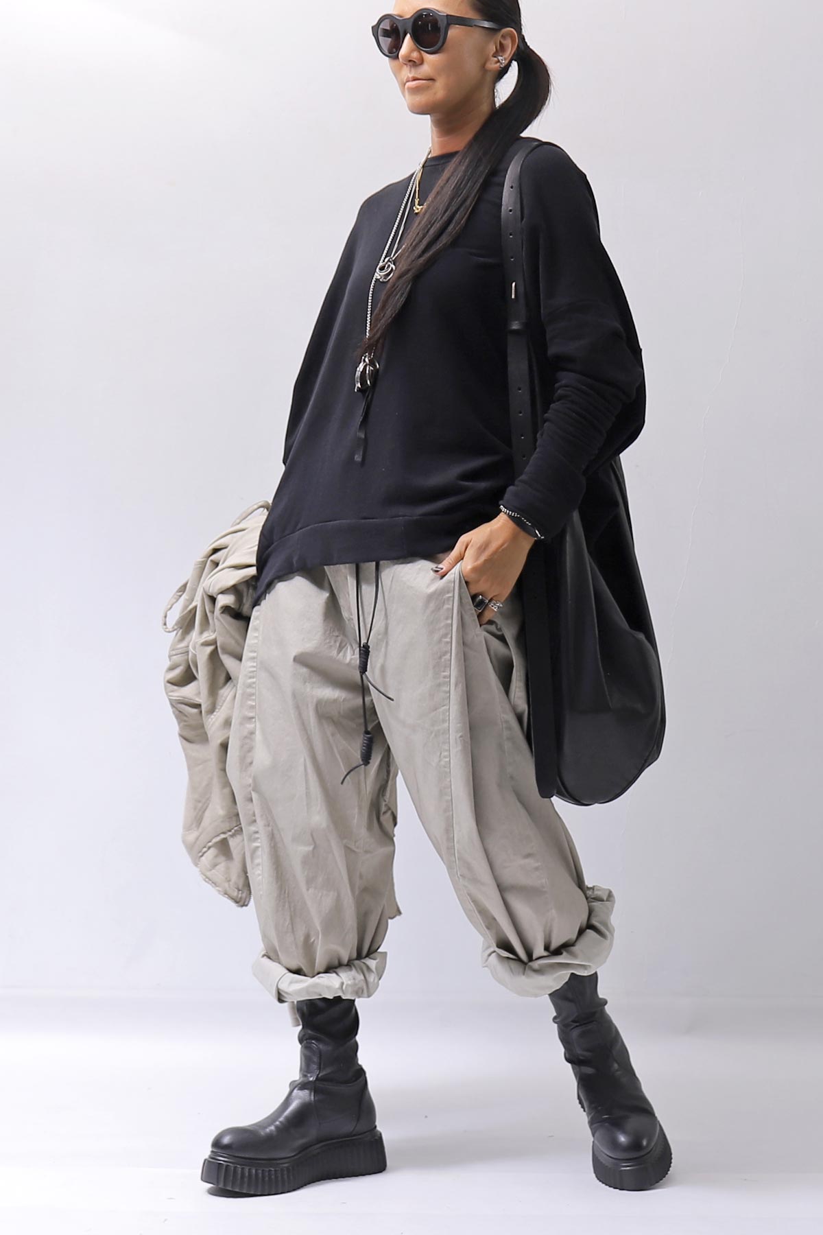 【RUNDHOLZ】 UNISEX SIDE TUCK ICONIC COTTON PANTS_SAND CLOUD