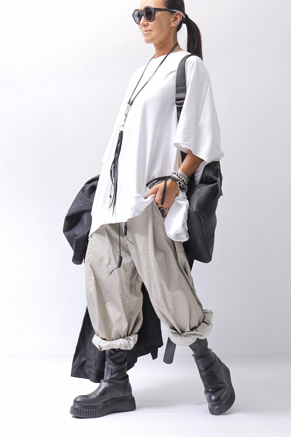 【RUNDHOLZ】 UNISEX SIDE TUCK ICONIC COTTON PANTS_SAND CLOUD