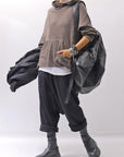 【studio b3】 UNISEX OVERSIZED COTTON SWEAT HOODIE SHB2161_TRUFFLE OLD DYE