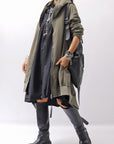 【bajra】 UNISEX 2WAY SWEAT ZIP-UP CARDIGAN 160QK03_MILITARY