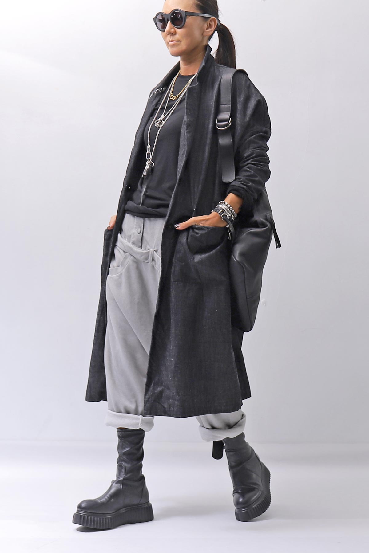 【studio b3】 UNSEX COTTON&SWEAT BOX SARROUEL PANTS RBB1974_PEARL OLD DYE