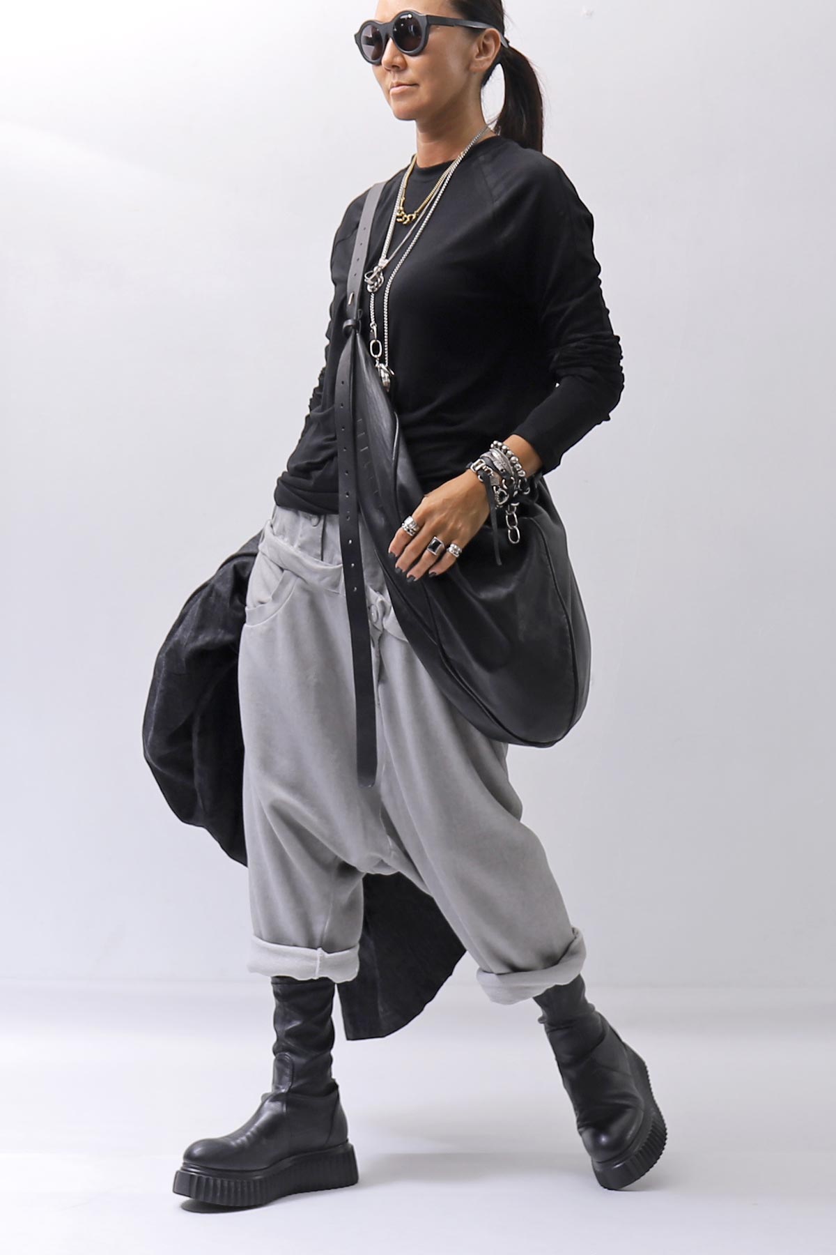 【studio b3】 UNSEX COTTON&SWEAT BOX SARROUEL PANTS RBB1974_PEARL OLD DYE