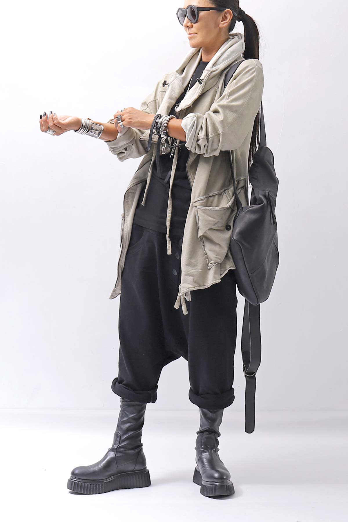 【studio b3】 UNSEX COTTON&SWEAT BOX SARROUEL PANTS RBB1974_BLACK