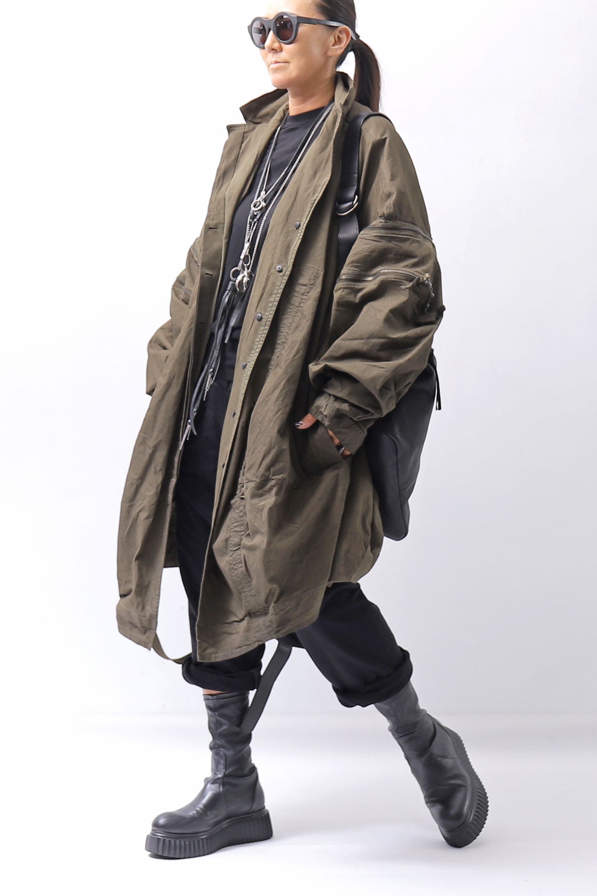 【RUNDHOLZ】 UNISEX DESIGN POCKET BLOUSON COAT 260 1208_KHAKI CLOUD