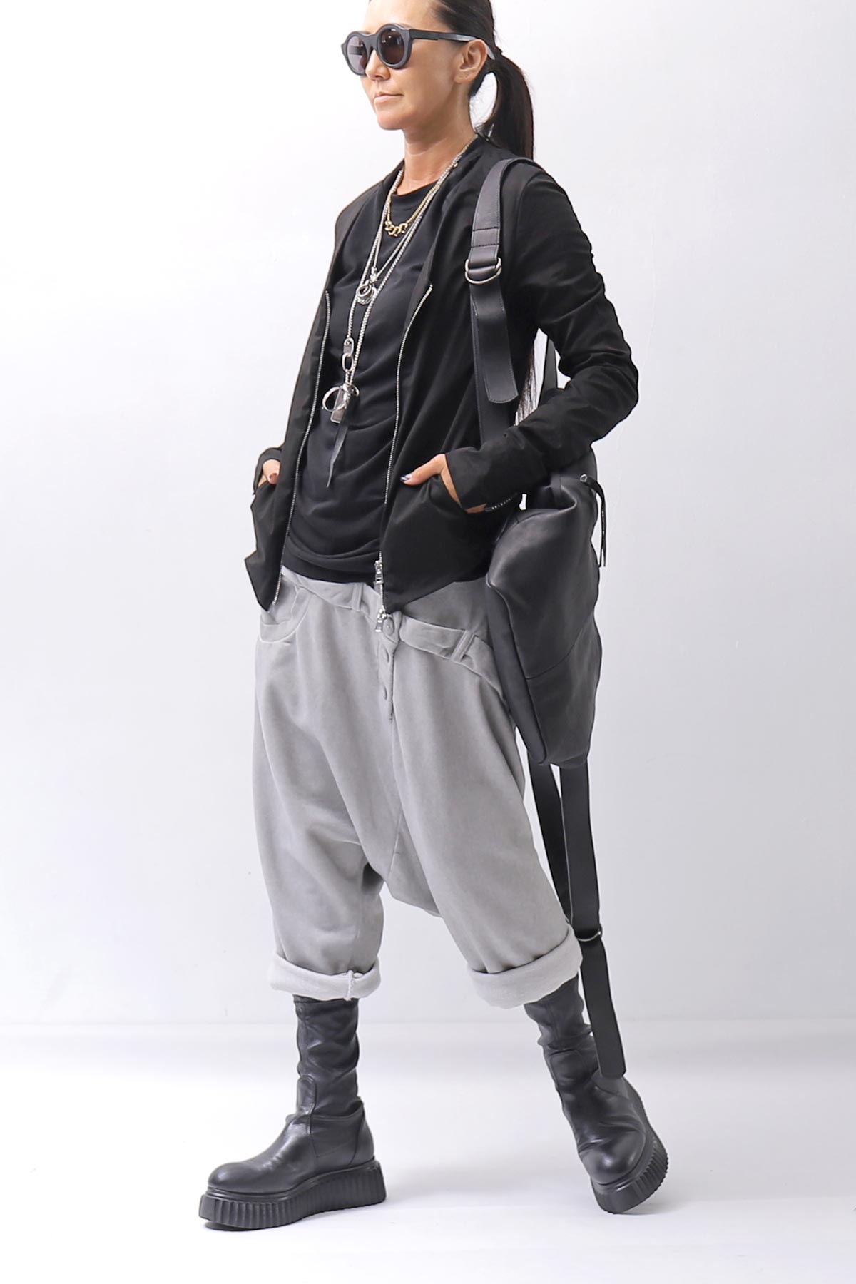 【studio b3】 UNSEX COTTON&SWEAT BOX SARROUEL PANTS RBB1974_PEARL OLD DYE