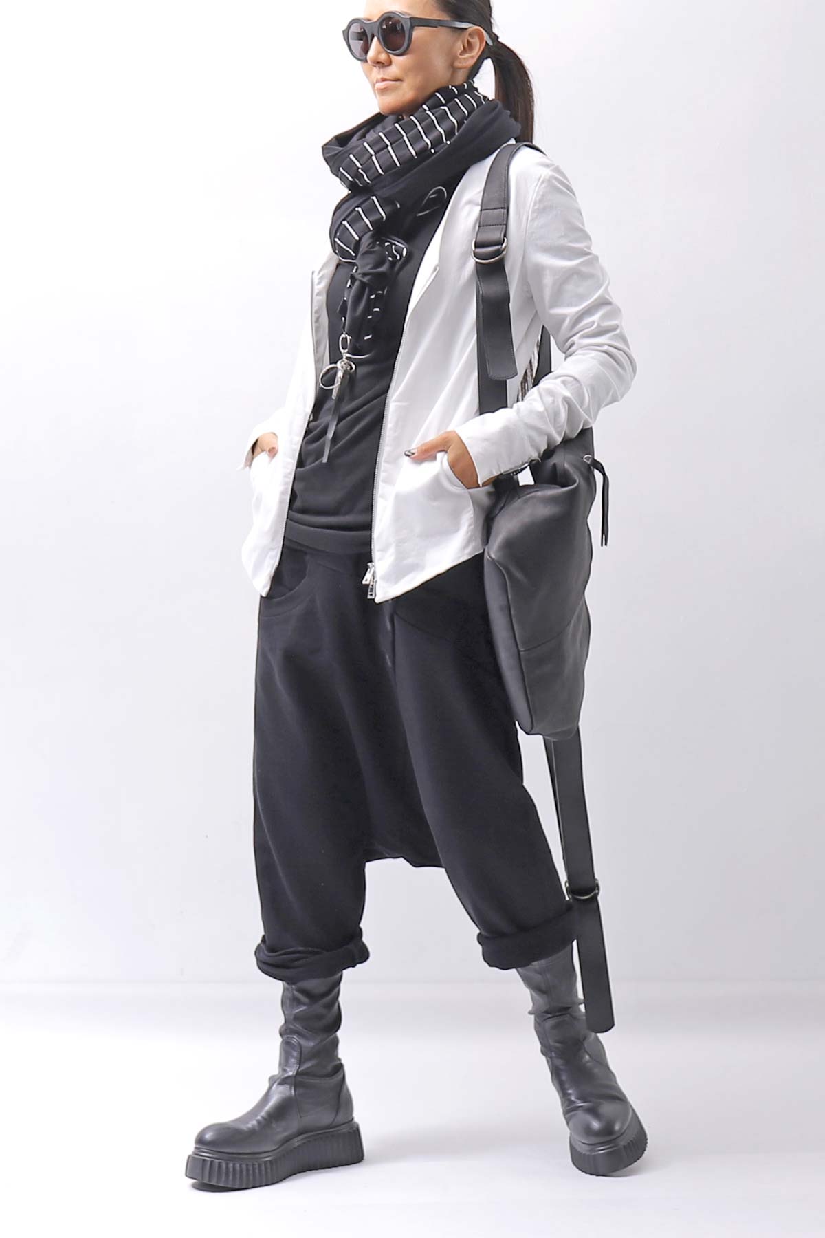 【studio b3】 UNSEX COTTON&SWEAT BOX SARROUEL PANTS RBB1974_BLACK