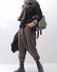 【studio b3】 UNISEX COTTON KNIT BOX SARROUEL RIBBED PANTS SHB2232_TRUFFLE