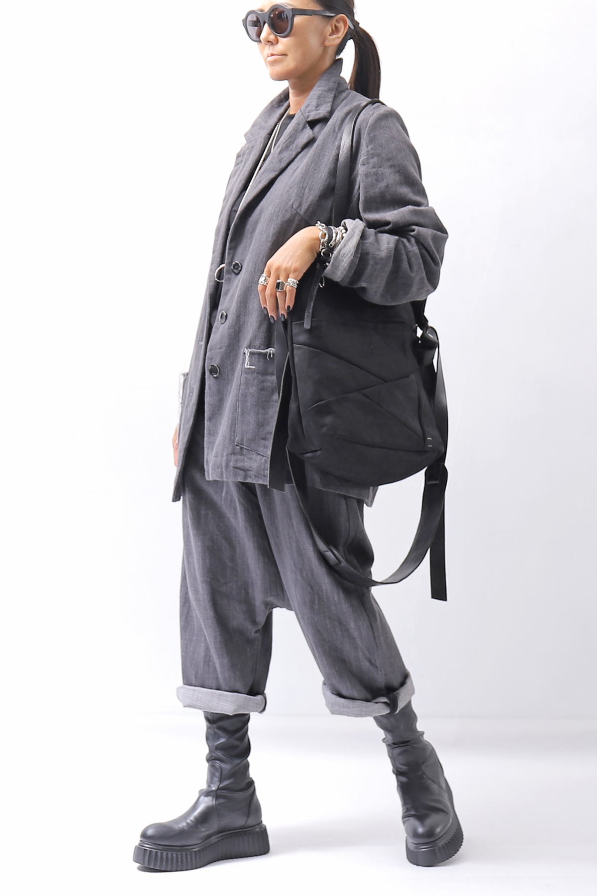 【DANIELE BASTA】 UNISEX 2WAY PATCHWORK SHOULDER BAG_BLACK