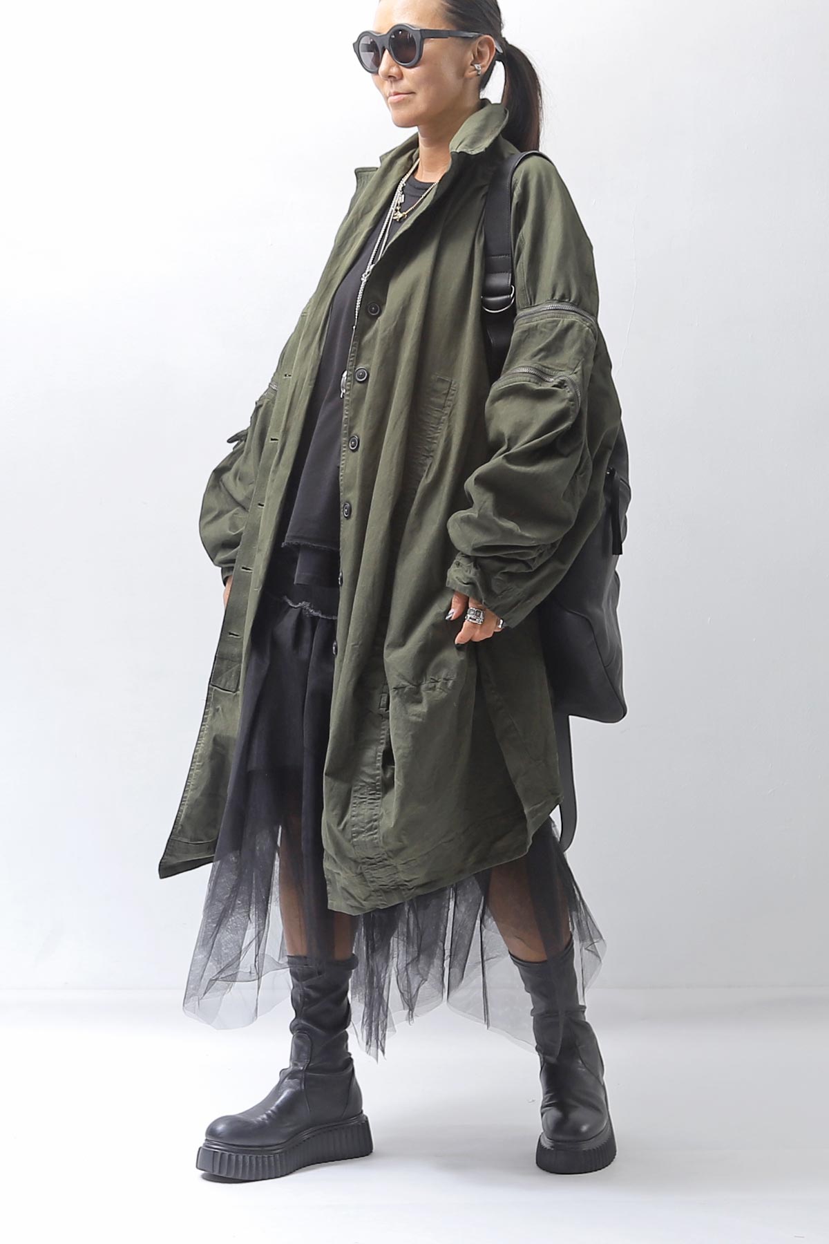 【PLÜ】 TULLE DENIM SKIRT PL10_BLACK