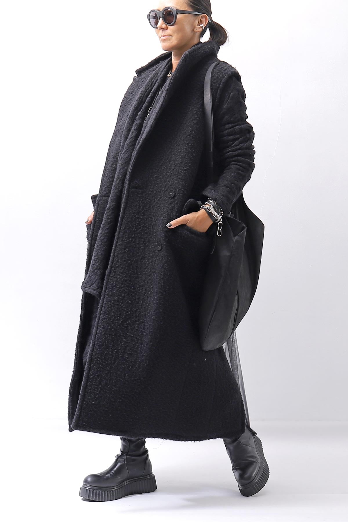 【NOSTRASANTISSIMA】 UNISEX JACQUARD LONG CARDIGAN MW159_BLACK