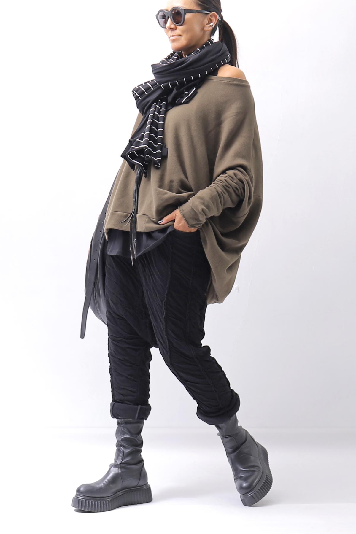 【studio b3】 UNISEX CRINKLED SOFT COTTON PANTS RBB1972_BLACK