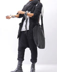 【studio b3】 UNISEX CRINKLED SOFT COTTON CARDIGAN JACKET RBB1971_BLACK