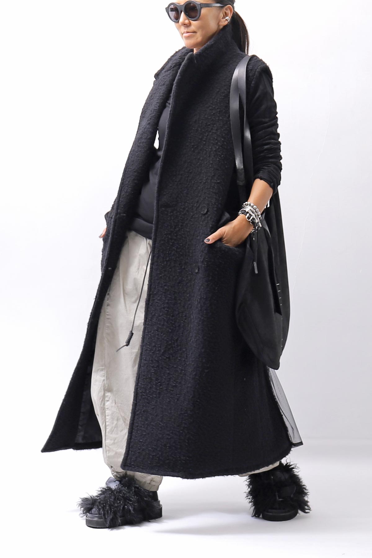 【NOSTRASANTISSIMA】 CASENTINO & TULLE GILET J106_BLACK