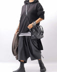 【PLÜ】 UNISEX ASYMMETRIC COTTON NEOPRENE HOODIE TOP PL11H_BLACK