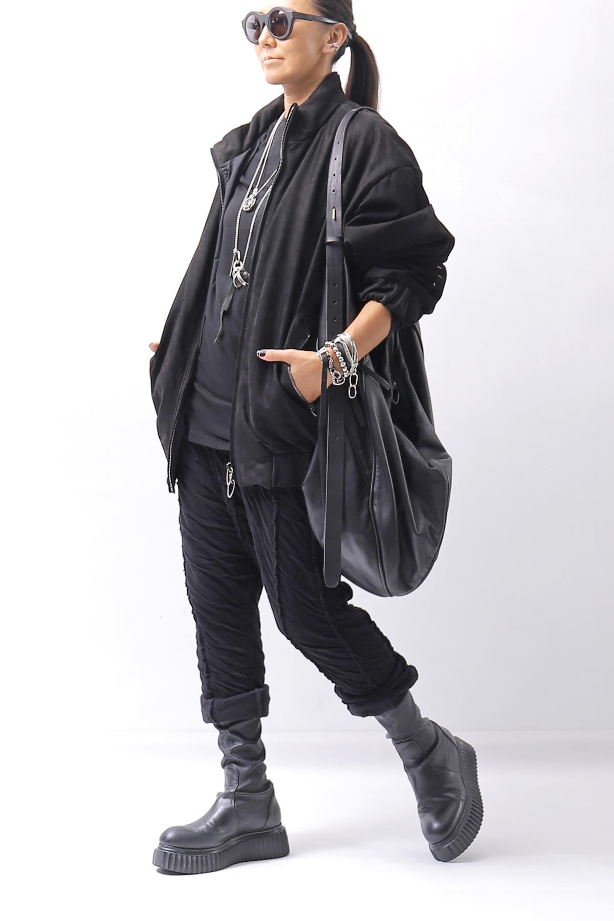 【DANIELE BASTA】 MAT LEATHER BOMBER JACKET DB1298_BLACK