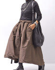 【PLÜ】 SHAPE MEMORY TULIP SKIRT PL6_CHOCOLATE