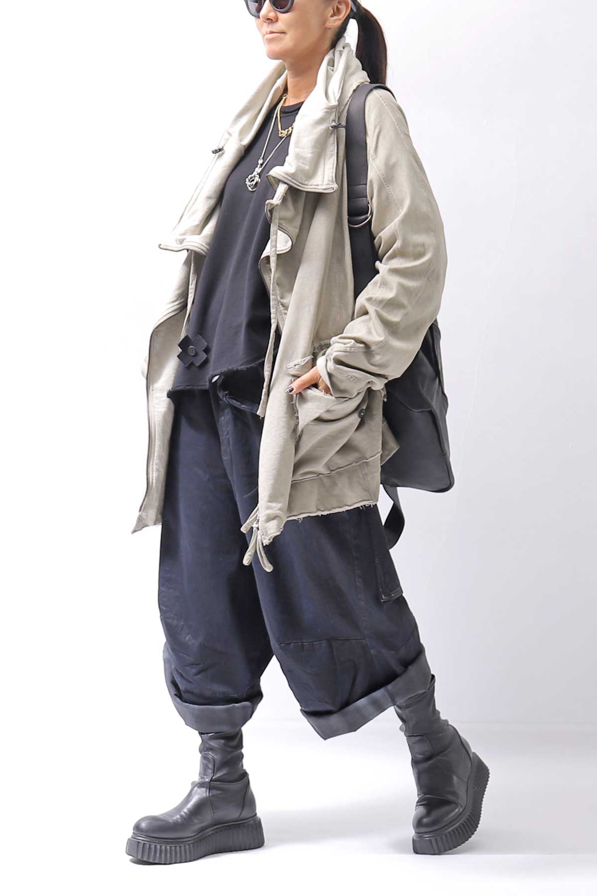 【RUNDHOLZ】 DENIM GLOSS WIDE SARRUEL PANTS 206_INDIGO BLACK GLOSS