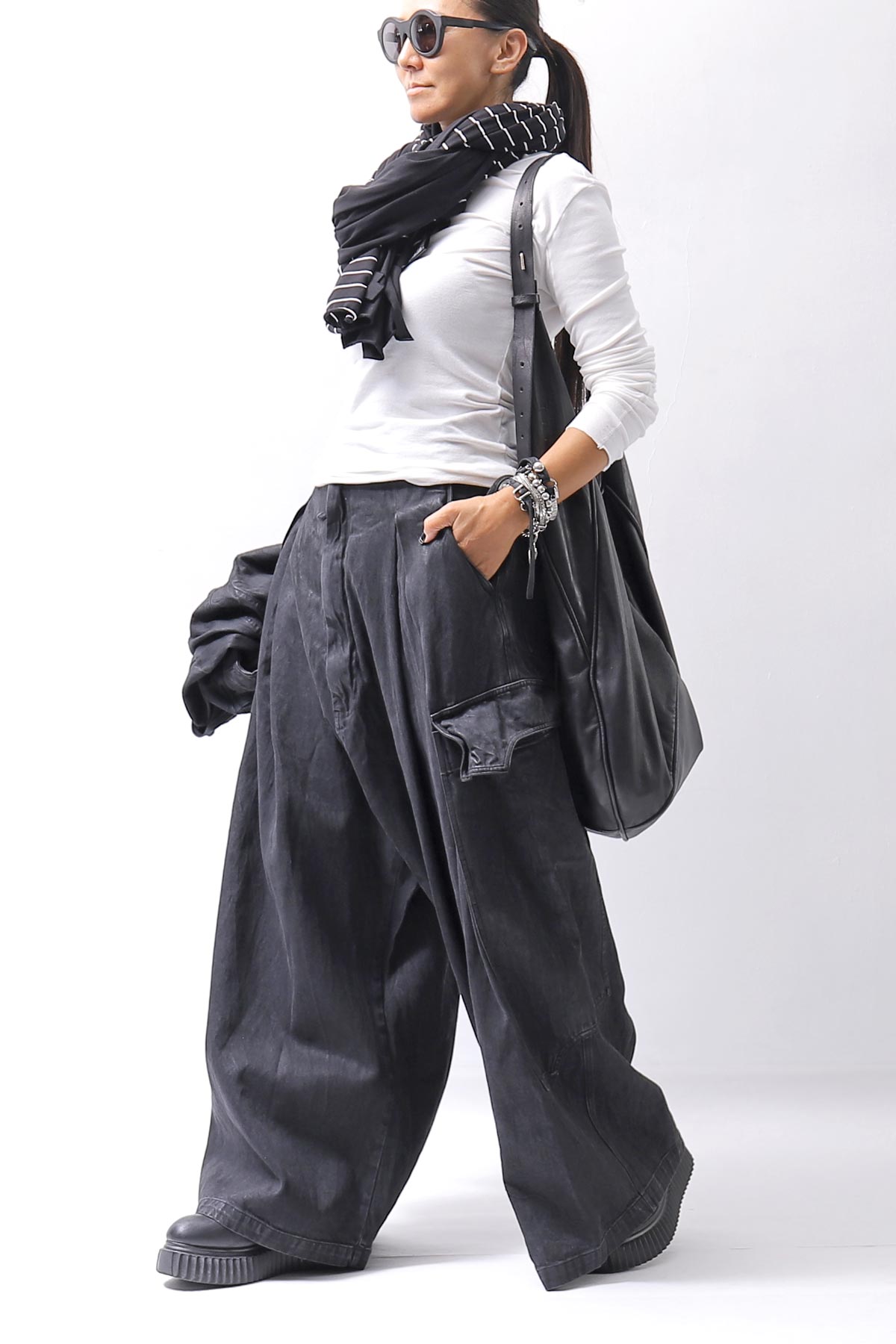 【RUNDHOLZ】 DENIM GLOSS BAGGY PANTS 103_BLACK GLOSS