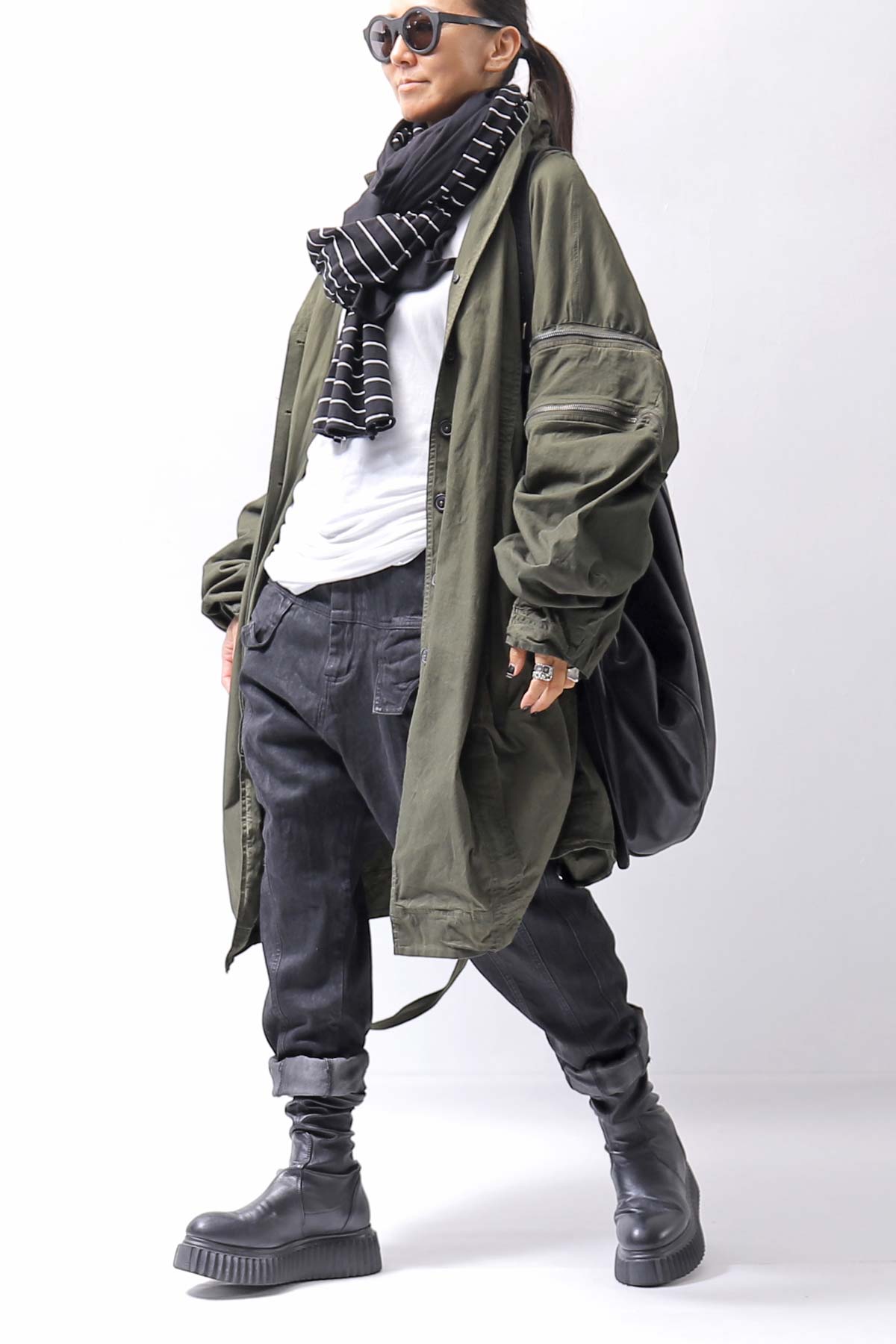 【RUNDHOLZ】 DENIM GLOSS SARRUEL PANTS 103_BLACK GLOSS