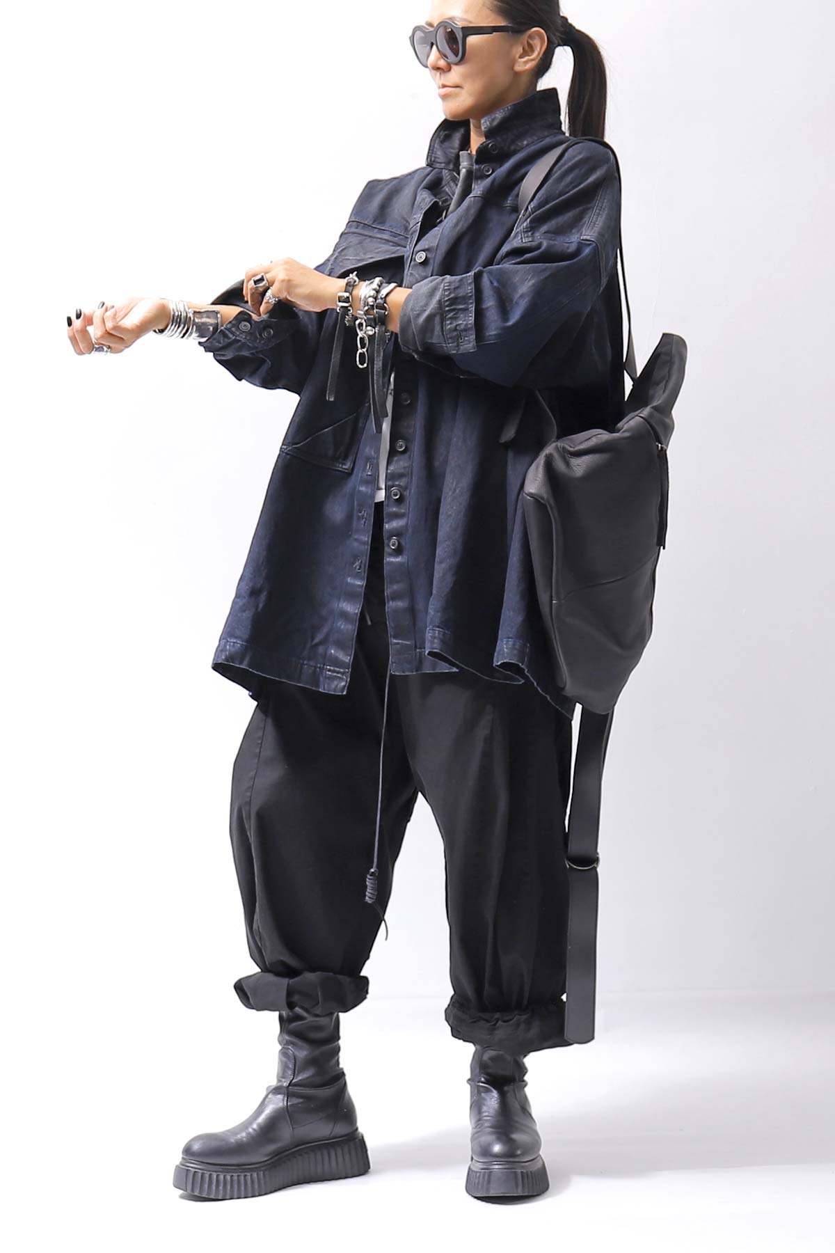 【RUNDHOLZ】 DENIM GLOSS OVER SIZED SHIRT 203_INDIGO BLACK GLOSS