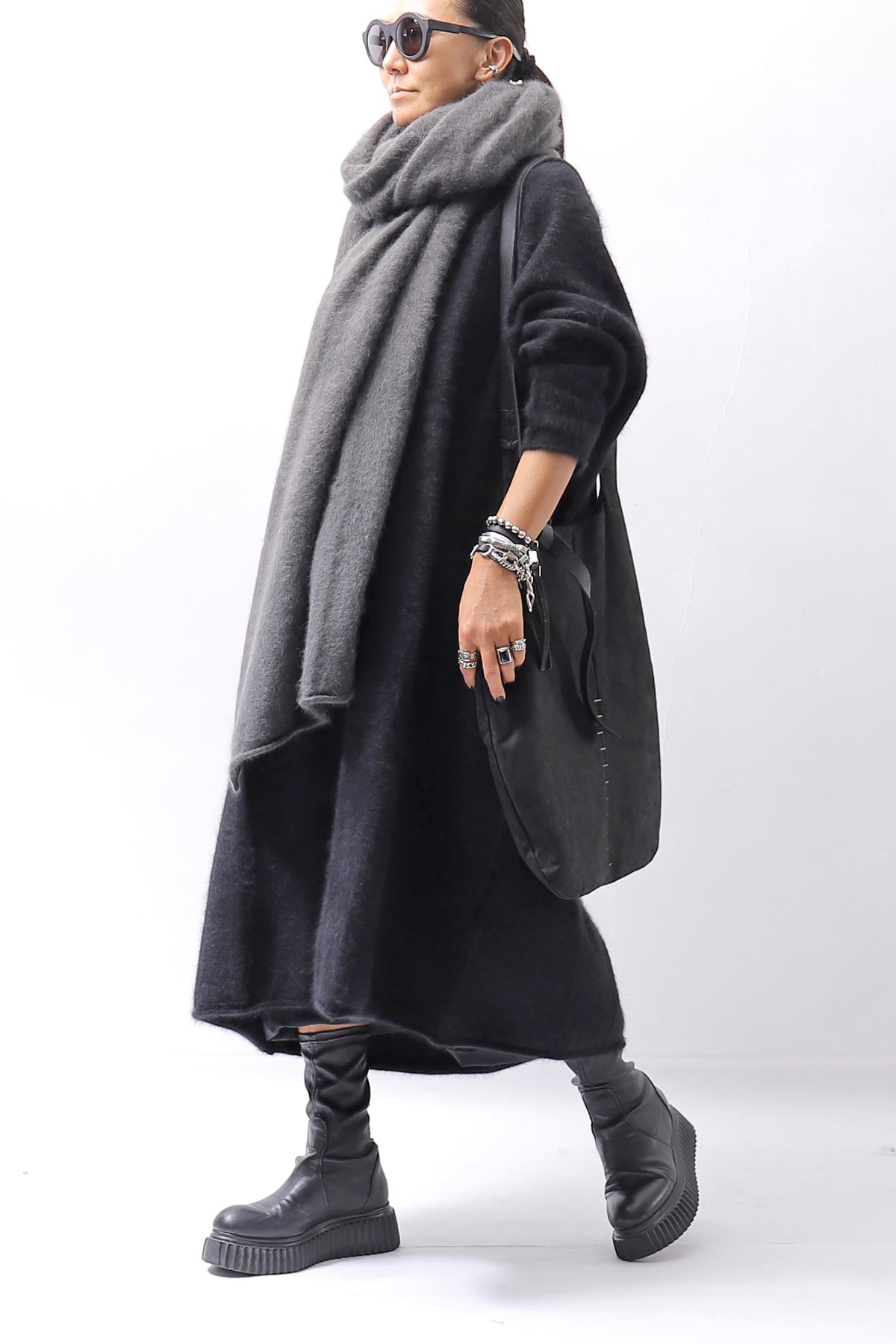 【RUNDHOLZ】 RACCOON COCOON KNIT DRESS_BLACK