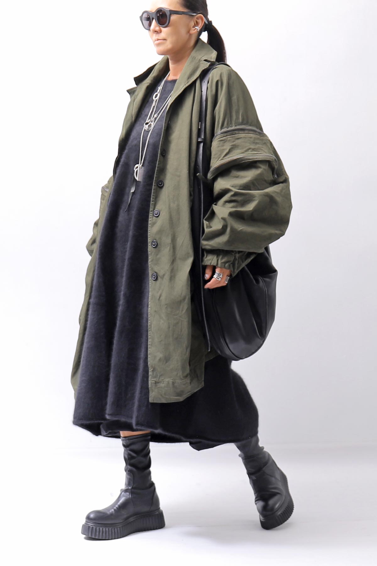 【RUNDHOLZ】 RACCOON COCOON KNIT DRESS_BLACK