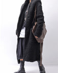 【NOSTRASANTISSIMA】 UNISEX VIRGIN BOA KNIT HOODED COAT_BLACK