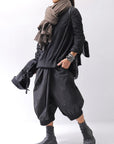 【RUNDHOLZ】 UNISEX FRONT FLAP COTTON RIB PANTS 253 0135_BLACK