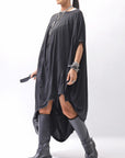 【RUNDHOLZ】 2WAY HOLE ASYMMETRY DRAPE LONG TOP DRESS 252 0937_BLACK