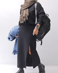 【thom/krom】 SKIN COTTON SLEEVE-LESS LONG DRESS WD58_BLACK