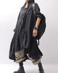 【RUNDHOLZ】 COTTON CHIFFON SHIRT DRESS _BLACK GLOSS